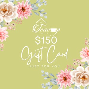 Chèque-cadeau de 150 euros à dépenser dans notre boutique Etsy Le grenier de la tasse de thé, cartes-cadeaux imprimables en téléchargement numérique, cadeau de mariage ou d'anniversaire