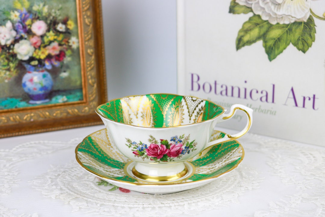 Buy Paragon Emerald Green Teacup and Saucer With Roses, English Bone China  Tea Cup and Saucer, Vintage China, Cabinet Teacup and Saucer Online in