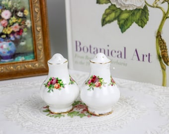 Royal Albert Old Country Roses Salt and Pepper Shakers, English Bone China Salt and Pepper Shakers, Vintage Dinnerware