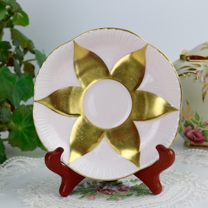 Shelley Blush Pink and Gold Harlequin Replacement Saucer, English Bone China Replacement Saucer, Vintage China, Replacement China