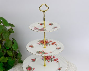 Royal Albert Centennial Rose 3-Tiered Cake Stand, English Bone China Cake Stand, Replacement China, Vintage Afternoon Tea Party