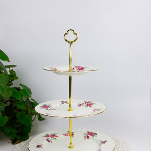 ON SALE Aynsley Floral 3-Tiered Cake Stand, English Bone China Cake Stand, Replacement China, Vintage Afternoon Tea Party