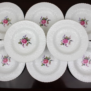 Spode Bridal Savoy Set of 8 Rimmed Soup Bowls, Vintage English Bone China Soup Bowls, Vintage China, Replacement China