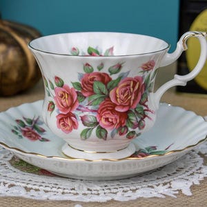 Royal Albert Centennial Rose Teacup And Saucer Set, Canada Celebration, English Bone China