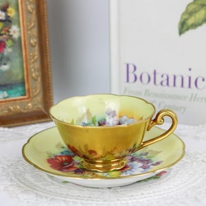 Hand Painted Japanese Porcelain Demitasse Cup and Saucer with Cabbage Roses, Porcelain Tea Cup and Saucer, Replacement China