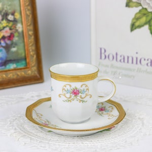 Tirschenreuth Germany Floral Demitasse Cup and Saucer, German Porcelain Cup and Saucer, Vintage China, Replacement China