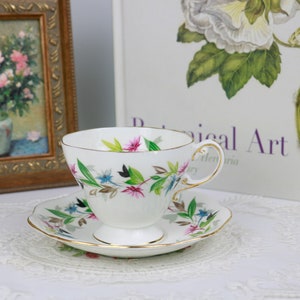 E.B. Foley Gaiety Teacup and Saucer, Pattern 3450, English Bone China Tea Cup and Saucer, Vintage China, Tea Party, Afternoon Tea
