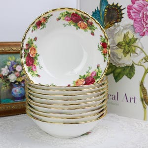 Ciotola Royal Albert Old Country Roses - Porcellana Bone China 16cm, Design Rose Inglesi, Bianco E Oro - Foto 7