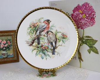 Royal Vale Decorative Plate with Birds and Blooms,  English Bone China Decorative Plate, Vintage Home Decor, Signed by the Artist