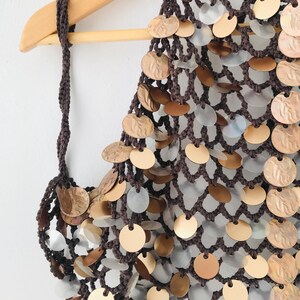 Crocheted Sequin Beach Top | Boho Festival Halter Neck Top image 7