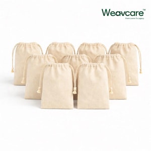 Weavcare (Set of 9) (Size: 11 X 8.5 inches) Cotton Drawstring Bags (Potli Bags)