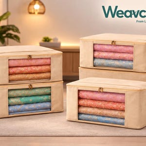 Weavcare (Set of 5) (Size: 17 X 14 X 7 Inches) Cotton Canvas Storage Bag