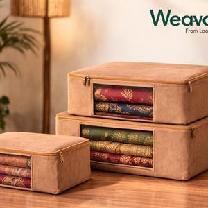Weavcare (Set of 3) (Size: 17 X 14 X 7 Inches) Cotton Canvas Storage Bag