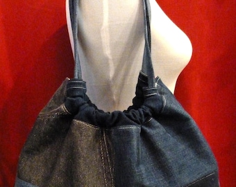 Handmade Upcycled Denim Hobo Bag
