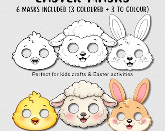 Bunny, Chick, Lamb Masks Printable Set | Easter Craft Activity (PDF Digital Download)