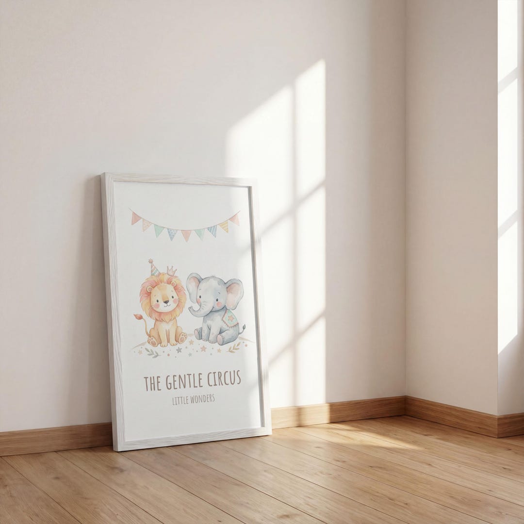 Gentle Circus Animals Matte Poster, Kids Circus Nursery Poster, Circus ...