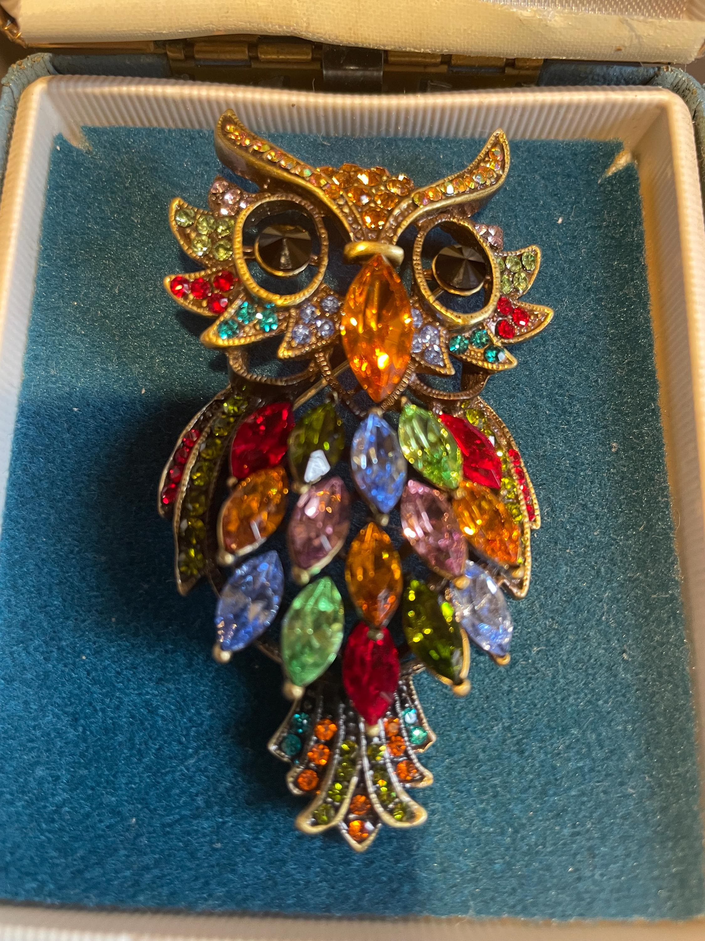 Butler and Wilson Multi Stone Signed Owl Brooch