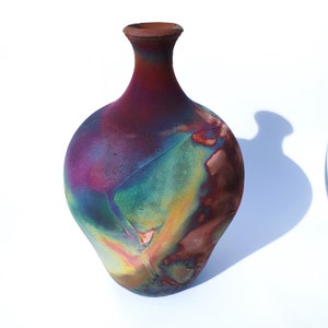 raku pot fired with copper matte glaze