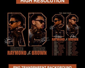 Raymond y Brown PNG, Merchandising de la gira de R&B 2026 PNG, Diseño de camiseta de fan art (Descarga digital)