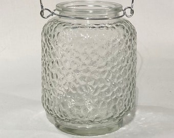 ONE Clear "DRAGONFLY WINGS" Embossed Glass Lantern Tea Light Candle Holder - 9" Tall by 3" Wide - Striking Color & Design - 4 Available