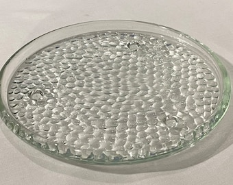 ONE Clear Bottle "HONEYCOMB" Farmhouse Jar Pillar Candle Embossed Glass Candle Plate w/ Lip - 6" Diameter by .5" Tall - 9 AVAILABLE