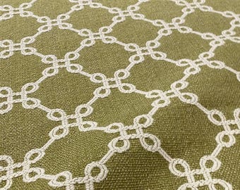 Thibaut Green Apple "BOWEN" Woven Geometric Trellis Cotton Blend Fabric - W74340 - Retails 176.00 yd - Below Wholesale - 1.38 yds