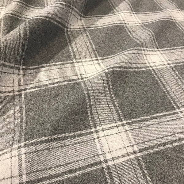 Ralph Lauren Grey Flannel "DOUBLEBROOK PLAID" Italian Wool Tartan Check Fabric - LCF65802F - Retails 184.00 yd - Below Wholesale - 6.2 yds