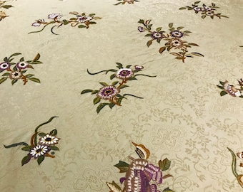 Ralph Lauren Wren "CALTON LEES EMBROIDERY" Floral Embroidered Silk Damask Fabric - LFY60586F - Retails 640.00 yd - Below Wholesale - 15 yds