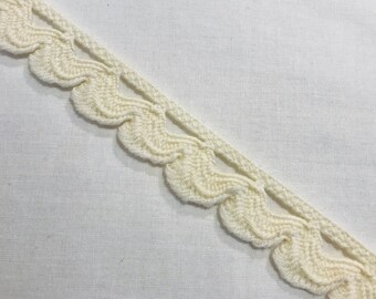 French Cream "WAVE" Handmade Scalloped Edge Cotton Passementerie Braid Trim - 1" Wide - Imported from France - Free Shipping - 5.5 yds