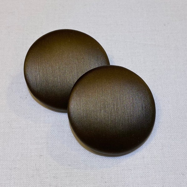 TWO Armani Casa / Rubelli Fango "FARO" Spanish Faux Leather Custom Covered Metal Crimp Shank Buttons - 1.5" Diameter - 8 Sets Available