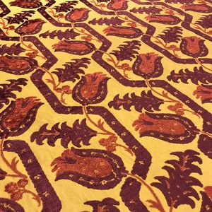 Groundworks / Lee Jofa / David Hicks Gold Garnet &quot;TOKAPI TULIP&quot; Epingle Cut Velvet Fabric - GWF-2439-49 - Retails 388.00 yd - 2.5 yds