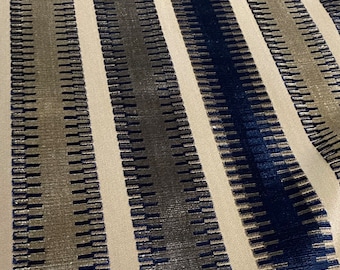 Scalamandre Colony Greys Blue "INDIANAPOLIS" Italian Silk Cut Velvet Stripe Fabric - 26794-002 - Retails 788 yd - Below Wholesale - 1 yd