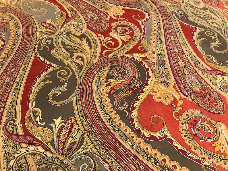 Retails 436.00 yd Below Wholesale 8014146-24 Brunschwig /& Fils Tumeric PORTMORE Paisley Print Italian Cotton Velvet Fabric 1.9 yds