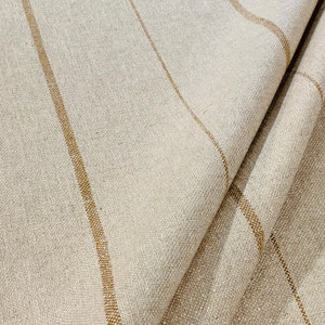 Caramel Oatmeal "WILLOW WOOD" French Farmhouse Grainsack Ticking Stripe Fabric - Imported from France - Retails 199.00 yd - 8.6 yds