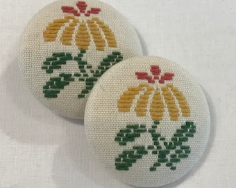 TWO Brunschwig Evergreen "ILSE SuR SORGUES" French Country Custom Covered Metal Crimp Shank Buttons - 1.5" Diameter - 9 Sets Available - B