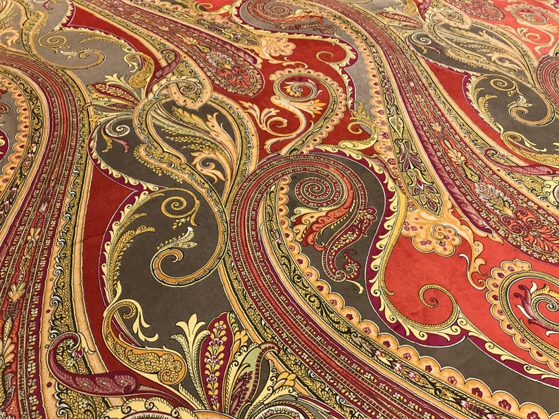 Retails 436.00 yd Below Wholesale 8014146-24 Brunschwig /& Fils Tumeric PORTMORE Paisley Print Italian Cotton Velvet Fabric 1.9 yds