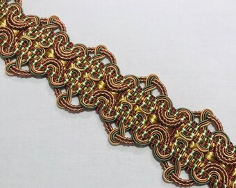 Cranberry Multi "ORNATE DOUBLE SCALLOP" French Passementerie Galon Braid Trim -  2" Wide - 4 Yards - 5 Available