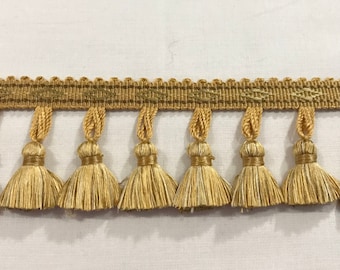 Samuel & Sons Gold "DELICAT" French Passementerie Silk Tassel Fringe Trim - 986-37196-16 - Retails 96.00 yd - Below Wholesale - 11.3 yds