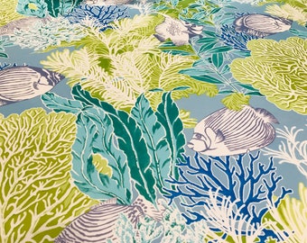 Manuel Canvas Lagon "PATMOS" Underwater Sea Life French Print Indoor Outdoor Fabric - 4943-02 - Retails 288 yd - Below Wholesale - 5.4 yds