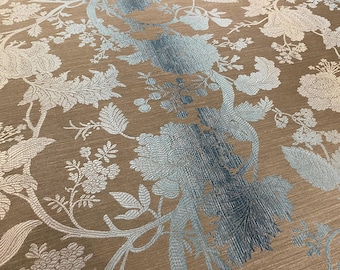 Nina Campbell / Osborne & Little Blue "AMAZONAS" Ombre Floral Damask Fabric - NCF3740/03 - Retails 354 yd - Below Wholesale - 1.44 yds - A*