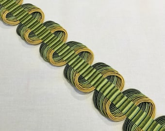 Samuel & Sons Spring Greens Gold "ORSAY SILK CRETE" Passementerie Trim Fringe - 977-34612-325 - Retails 108 yd - Below Wholesale - 11.6 yds