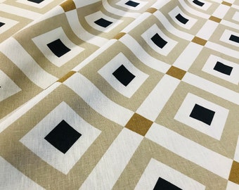 Kravet / Jonathan Adler Safari "VIONNET" Geometric Diamond Linen Print Fabric - VIONNET-16 - Retails 99.00 yd - Below Wholesale - 5.4 yds