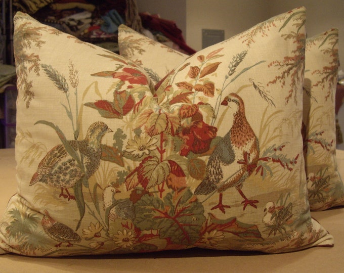 Schumacher Autumn quail Meadow English Pheasant Covey Print Custom Down