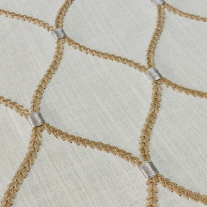Kravet Design Tea Stain &quot;OGEE&quot; Scroll Linen Blend Embroidered Fabric - 34485-16 - Retails 116.50 yd - Below Wholesale - 1.8 yds