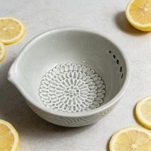 Handmade Ceramic 3-in-1 Grater Bowl | Herb Stripper, Dipping Dish