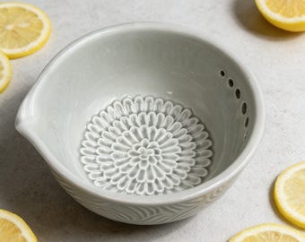 Handmade Ceramic 3-in-1 Grater Bowl | Herb Stripper, Dipping Dish