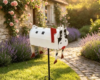 Caixa de correio de metal em formato de animal, decoração rústica pintada à mão, charme único para jardim e quintal.