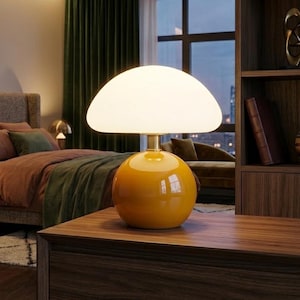 Lampe de table champignon, lampe moderne du milieu du siècle, lampe de chevet rétro, lampe de bureau minimaliste, décoration d'intérieur de style vintage