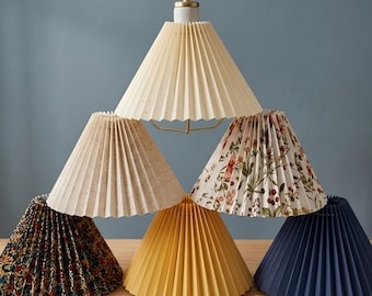 Handmade Pleated Fabric Lampshade – Vintage Table Lamp Shade, Pendant Light Shade, Cozy Home Decor, Bedside & Living Room Lighting