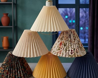 Pantalla de lámpara de tela plisada para lámpara de mesa, pantalla de lámpara cilíndrica vintage, pantalla acogedora para lámpara de mesilla de noche, iluminación de decoración escandinava para el hogar